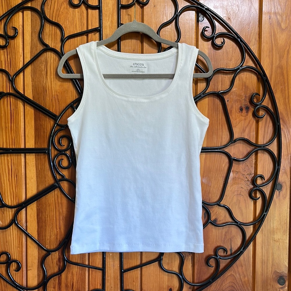 Chico's Cream Fitted Sleeveless Tank Top